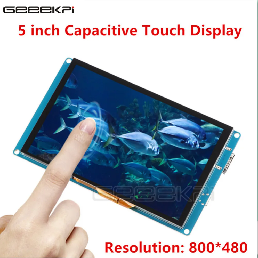 

GeeekPi 5 inch 800x480 Display Capacitive Touch Screen Monitor for Raspberry Pi 4 B All Platform, Windows, Beagle Bone Black