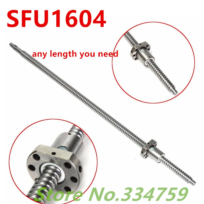 NEW SFU1604 382 mm end machined as drawing with one 1604 flange single ball nut CNC parts