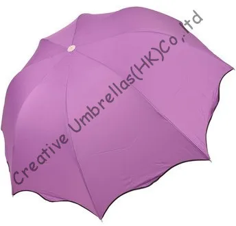 

Water flower printed,190T pongee,100%sunshade, colour changing,arched manual umbrellas,three fold,fashion women parasols