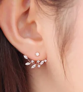 2019 New Fashion Personality Leaves Earrings Rhinestone Stud Earrings Gift Hanging Branches After Women Jewelry Wholesale Brinco