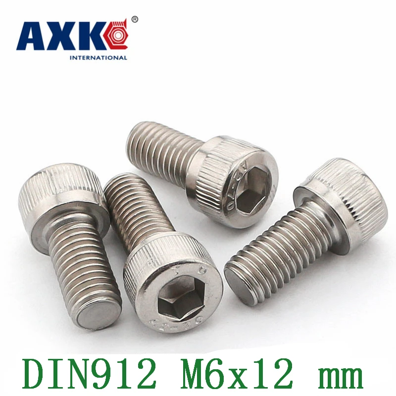 2023 Screws Free Shipping Axk 30pcs/lot Metric Thread Din912 M6x12 Mm M6*12 304 Stainless Steel Hex Socket Head Cap Screw Bolts