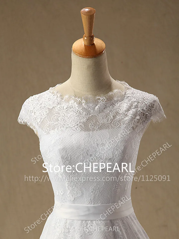 Vestido De Noiva Wedding dress Custom Made Scoop Xem Qua Lại Dây Kéo Nút Đầy Đủ Ren Không Tay Ren Wedding Dress Bất