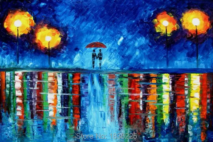 Modern Style Abstract Oil Painting Canvas Retro City Street Landscape Oil Pictures Decorative Painting Wall Art No Frame 1 Piece