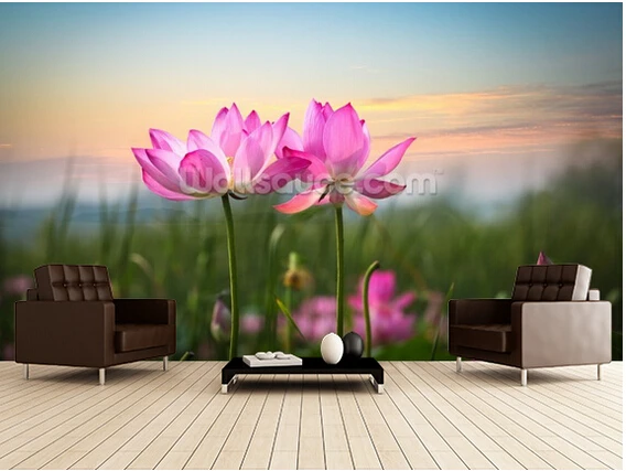 

Custom floral wallpaper,Lotus Flower in Sunset,3D scenery for living room bedroom kitchen background wall waterproof wallpaper