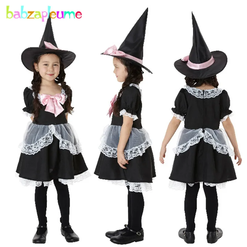 

babzapleume Brand Halloween Girls Dress Short Sleeve Bow Maid Design Cosplay Costume Kids Girls Outfit Child Party Clothing Y012