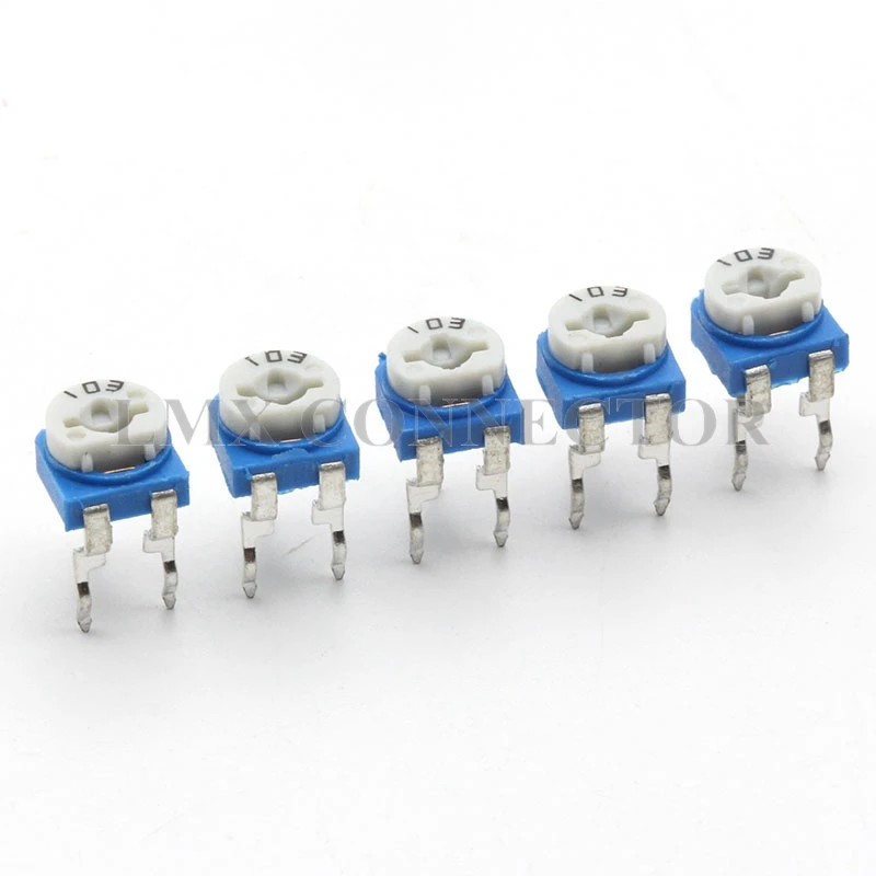 20PCS RM065 Carbon Film Horizontal Trimming Potentiometer 502 5K Blue White Variable Resistors For Electronic experiment