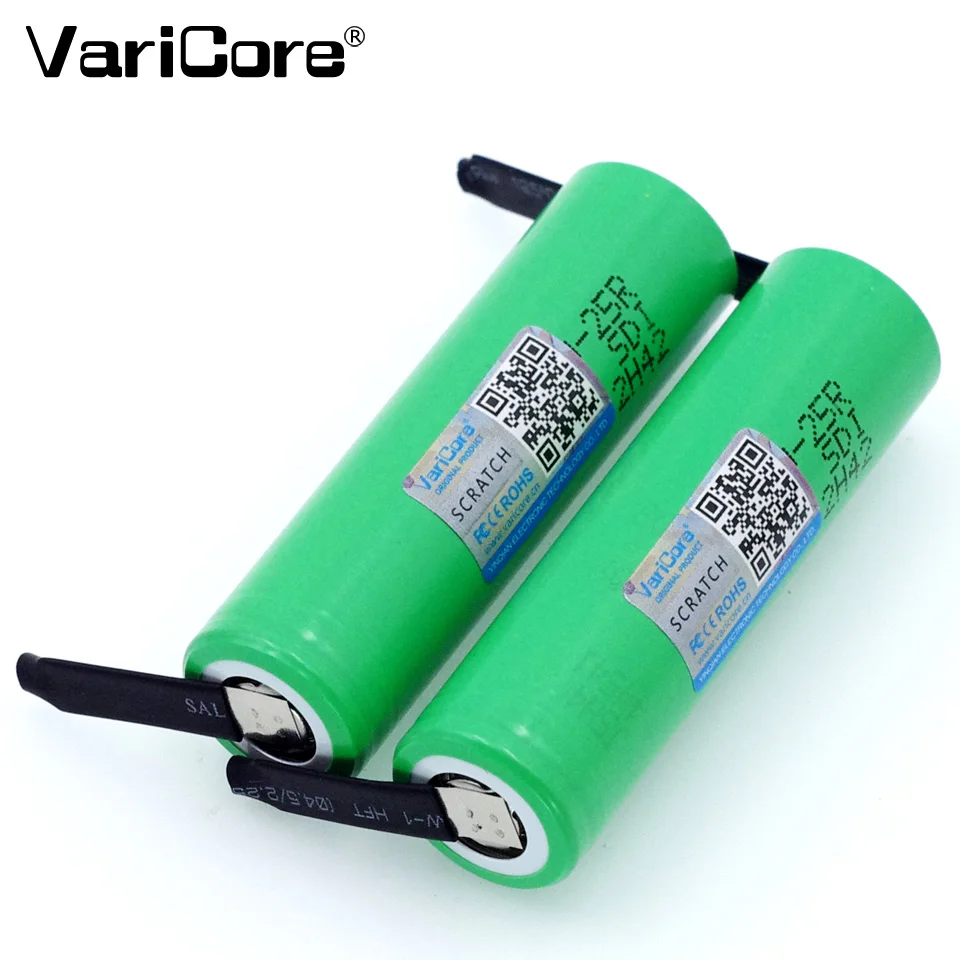 2 sztuk/partia VariCore nowy 18650 2500mAh baterii INR1865025R 3.6V rozładowania 20A dedykowane akumulatory + DIY nikiel