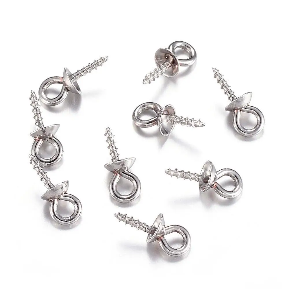 

304 Stainless Steel Screw Eye Pin Bail Peg, Stainless Steel Color, 10.5x4mm, Hole: 2mm, Pin: 1.5mm,200pcs/lot