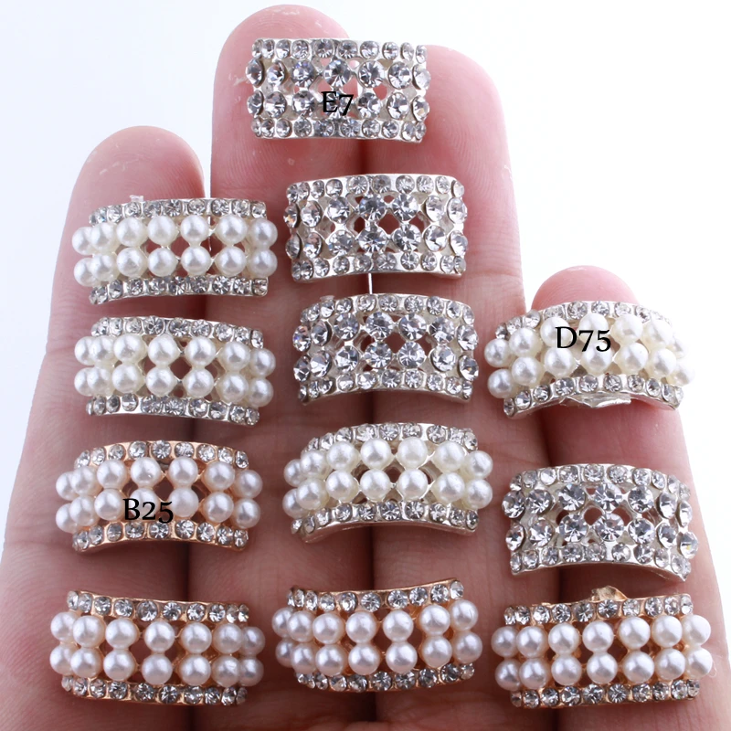 10PCS 10*20MM Chic Arch Shape Crystal Rhinestone Buttons For Wedding Embellishment Round Pearl Button Decoration