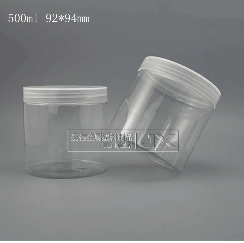 500g/ml Clear  Plastic Jar bottle Wholesale Retail Originales Refillable Cosmetic Cream Butter Honey Pill Empty Containers jars