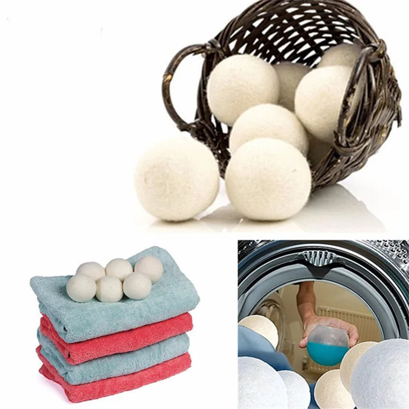 

6Pcs/Pack Wool Soften Balls Reusable Natural Organic Laundry Fabric Softener Ball Premium Washing Machine Laundry Clean Ball