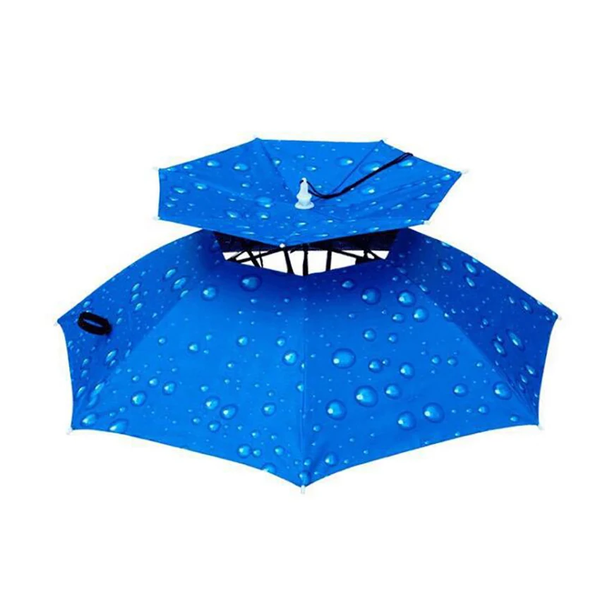 Double-Layer Vinyl Rain-Proof Fishman Umbrella Hat, Head-Mounted, Sun-Proof, Tea Picking Top Umbrella