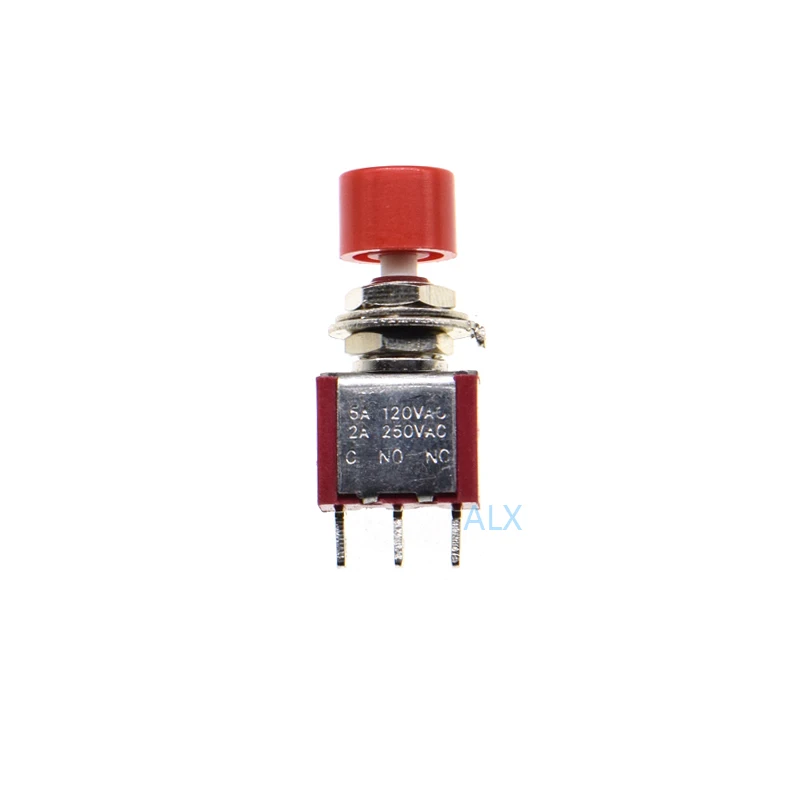 2PCS PS-102 3pin Momentary Red Push Button Switch self-reset type PS-102 DS612 1NO 1NC