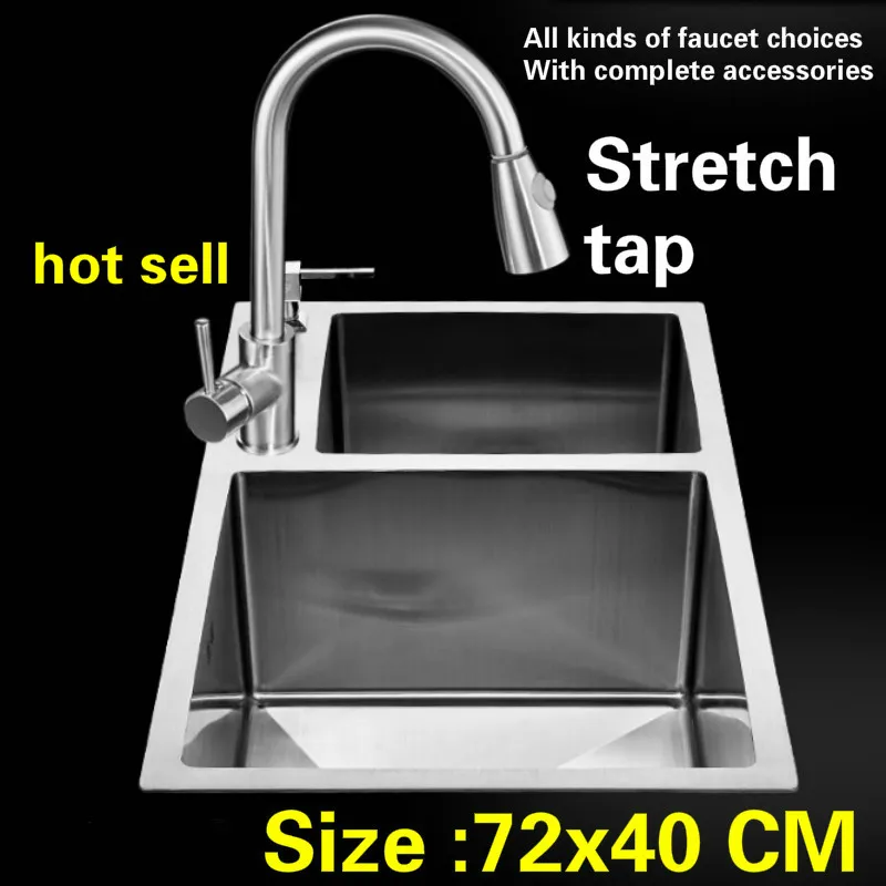 

Free shipping Kitchen sink standard stretch tap durable manual food grade stainless steel hot sell 720x400 MM