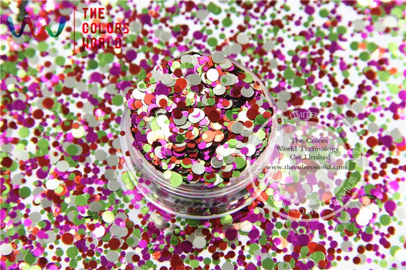 RM321-287  Mix Colors and Round Dot  shapes Metallic  luster Glitter for nail art  makeup and DIY decoration