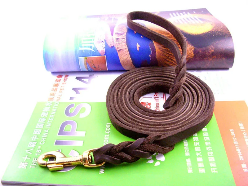 30pcs/lot Braided Handmade Genuine Leather Copper Hook Dog Leash Pet Training Leash Walking Lead For Medium Large Dogs ZA3965