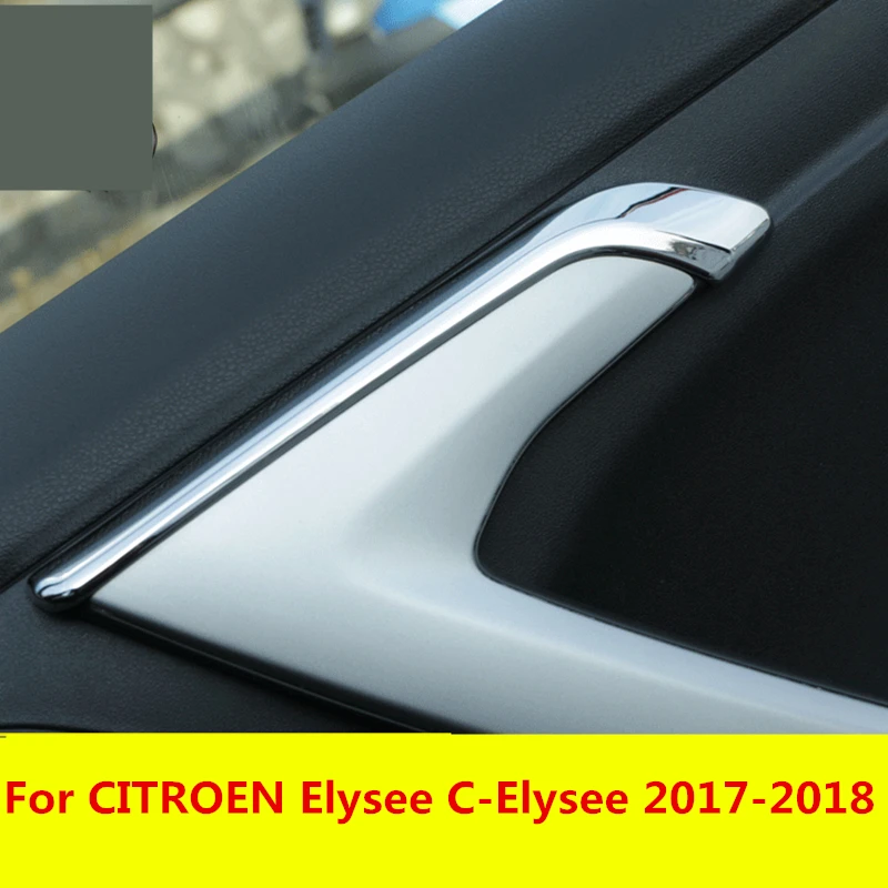 Car Interior Door Armrest Cover Trim Molding Strip Sticker Chrome Interior decoration For CITROEN Elysee C-Elysee 2017-2018