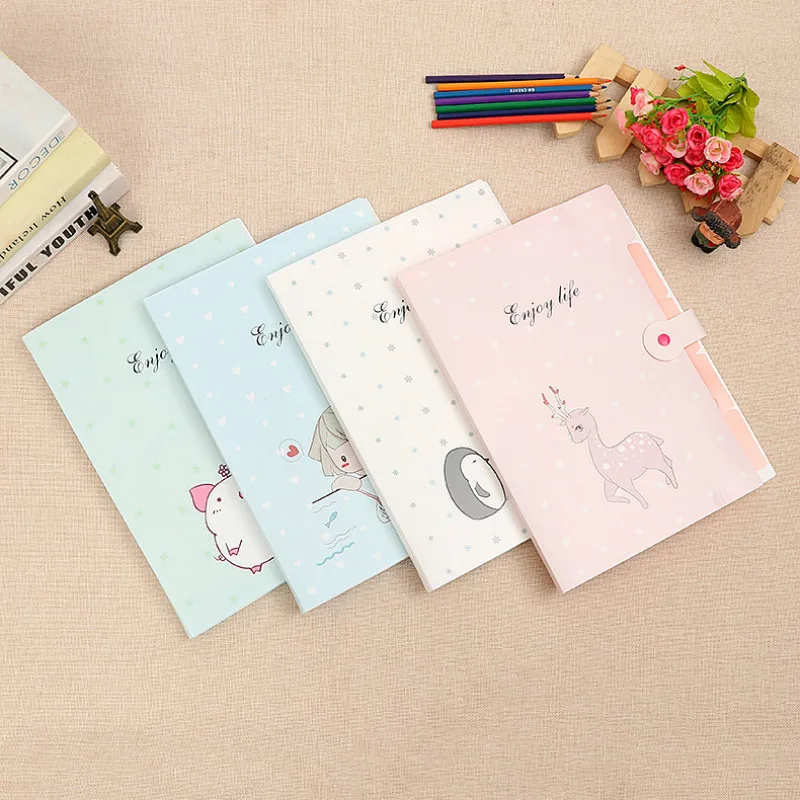 5 pcs 32cm*25cm Lovely Cartoon File Folder Test Papers A4 Large Capacity Multilayer Student Stationery Document Bag Envelope bag