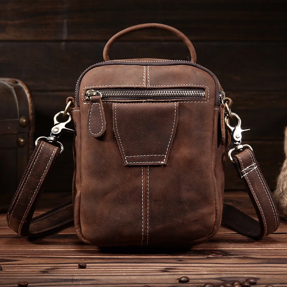Ruil Top Quality Genuine Leather Men Retro Crossbody Shoulder Bags Fashion Male Small Travel Messenger Bag Legs Package