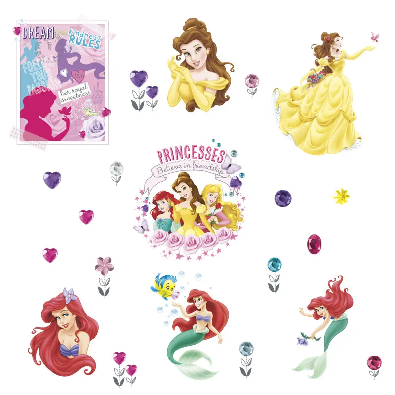 Princess Mermaid Children's Furniture Wall Stickers For Kids Rooms Decals Vinyl Tree Wall Decals Border Tiles For Bathrooms