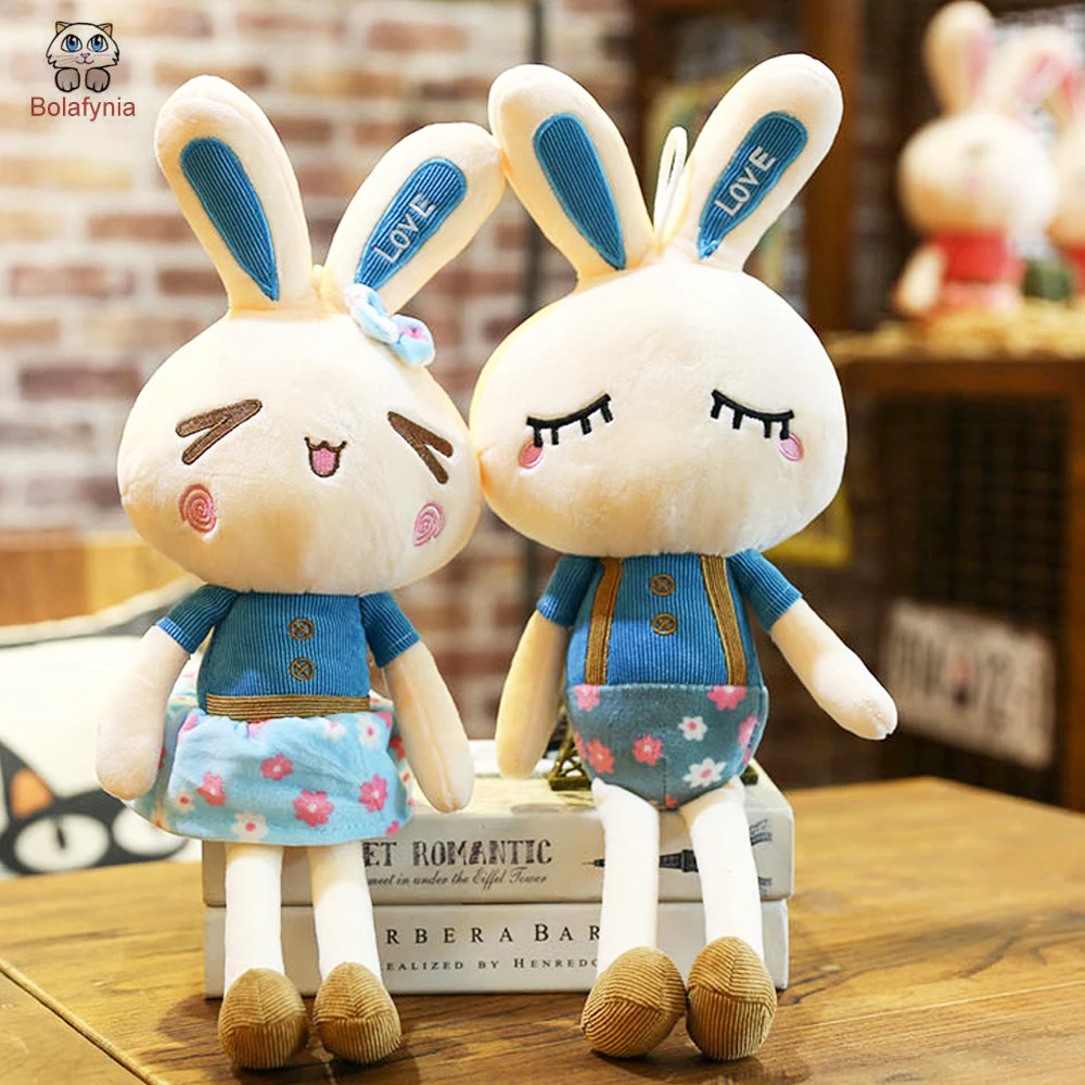 

Children Plush Stuffed Toy New Stripe Couple Rabbit Doll Kids Christmas Birthday Valentine's Day Gift