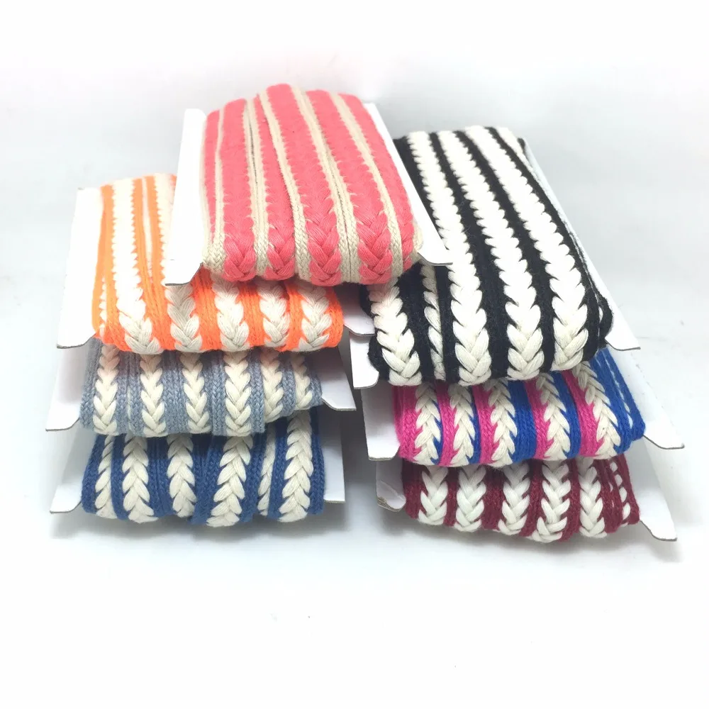 ZERZEEMOOY 15MM 5YARD DIY COLOUR Ribbon handmade the herringbone tape hemp cotton woven label jacquard decoration belt 7 colour