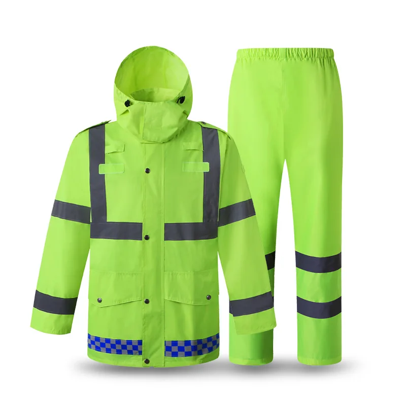 

Reflective Raincoat Construction Security Fluorescent Waterproof Jacket Sanitation Security Patrol Outdoor Sport Motorcycle Fish