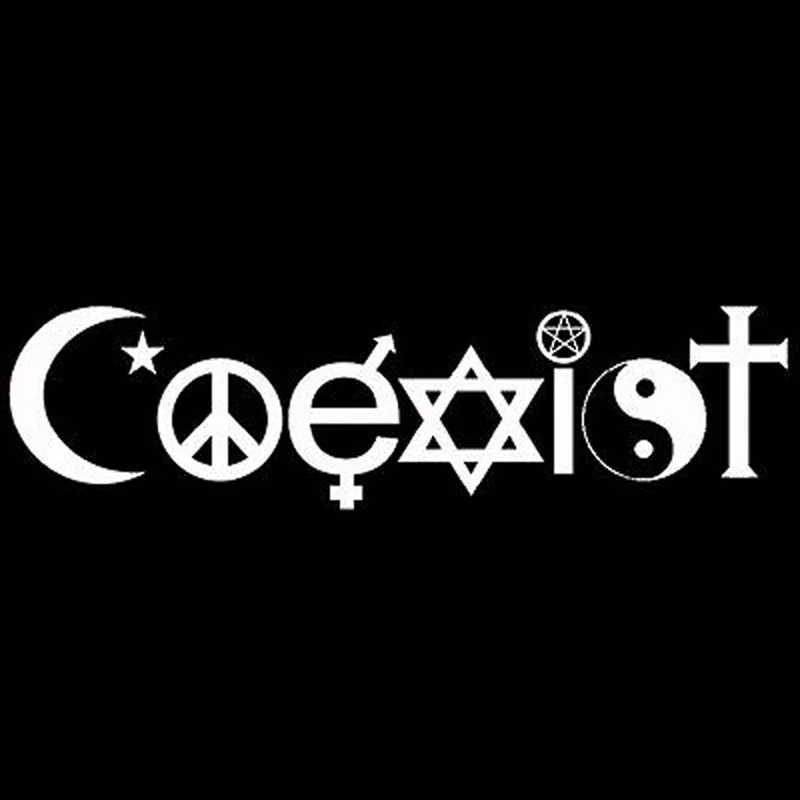 13.2X3.5CM COEXIST Bardian Interesting Vinyl Car Sticker Motorcycle Decals Black/Silver S8-0281