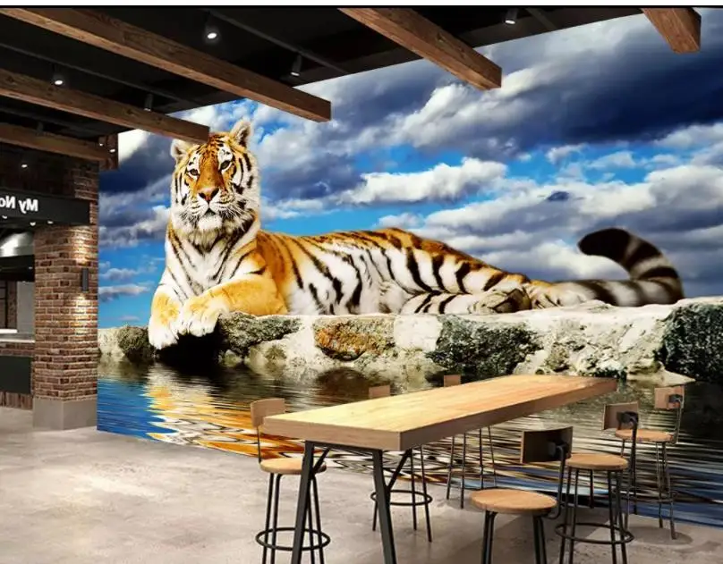 

Tigers down the mountain mural 3d wallpaper 3d wall papers for tv backdrop