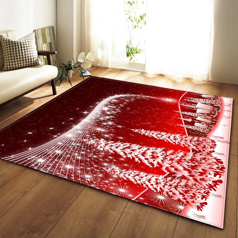 Christmas Cedar 3D Carpets Living Room Area Rug Large Santa Claus Kids Play Bedroom Rug Memory Foam New Year Kitchen Bath Mat