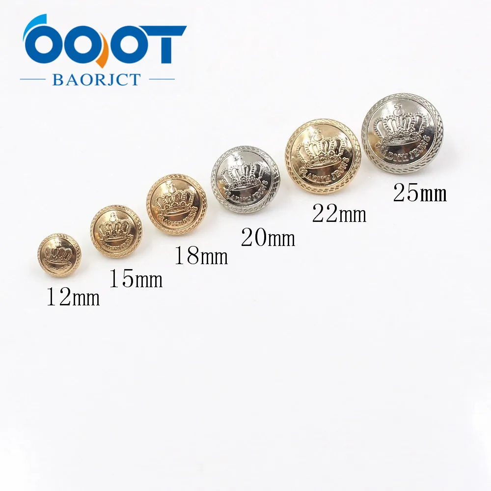 A-19512-558，12-25mm Fashion metal gold button,DIY handmade clothing accessories, coat Suit clothes Sewing shank buttons , 10pcs