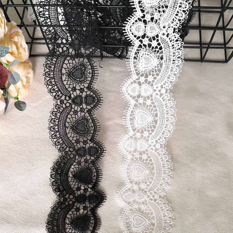 Embroidered Lace Fabric for Garment, Needlework Sewing, DIYHandmade Accessories,Dress Decoration, White Black, 19Yards, 6cm, 204