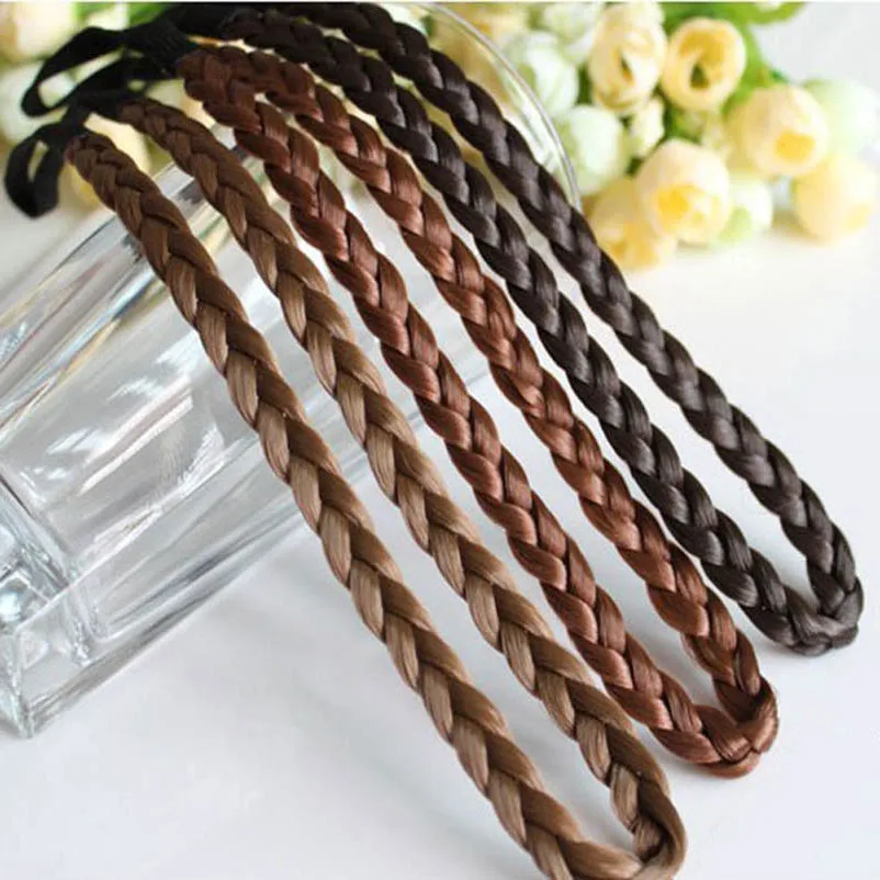 Dark Light Brown Black Wig Hairband Plait Headwear Hair Accessories for Women