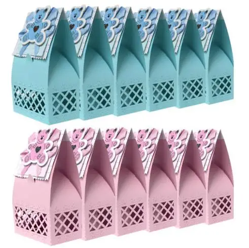 Baby Shower First Birthday Party Candy Bag Cartoon bear feeding bottle Paper Gift Boxes For Charms Favours Presents wrapping