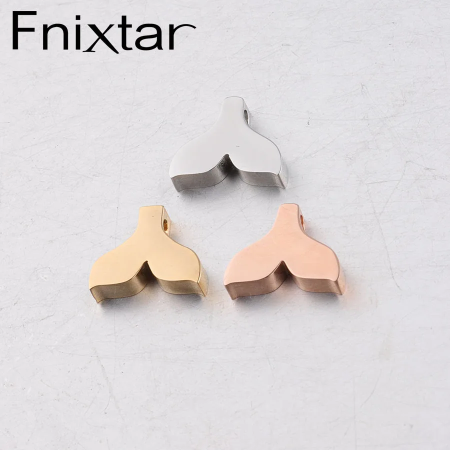 Fnixtar Fishtail Bead 1.8mm Hole Bead Mirror Polished Stainless Steel DIY Mermaid Fishtial Charms 9.45*12mm 20piece/lot