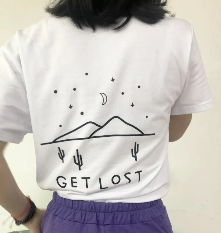 

Get Lost Funny Graphic T-Shirt Casual Slogan Grunge Tumblr Letter Print Tee aesthetic Partel quote art tops 90s girl t shirts