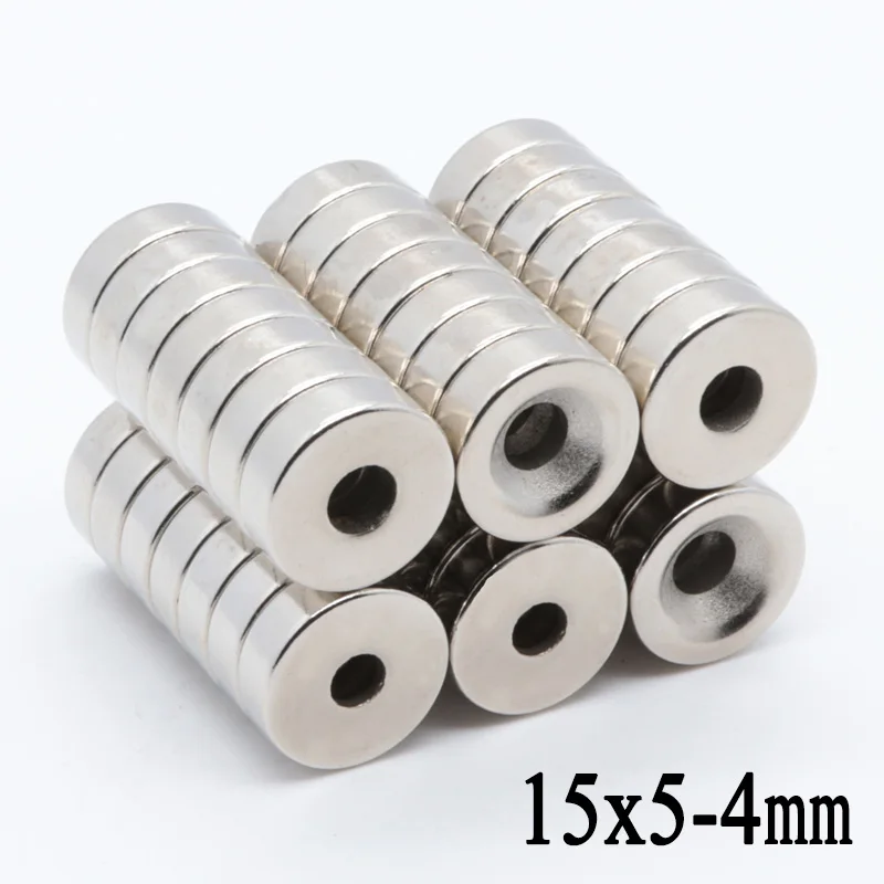 50pcs 15x5 mm Hole: 4mm N35 Super Strong Ring Magnet Permanet Powerful Rare Earth Ndfeb Neodymium Magnets