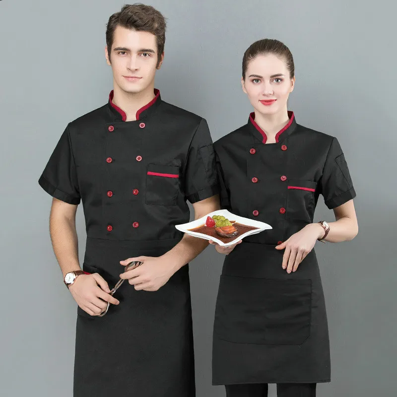 

Chef's Work Clothes Men's Thin Short Sleeves Kitchen Plus Size Cook Jacket Unifoem Women's Restaurant Hotel Staff Overalls H2090