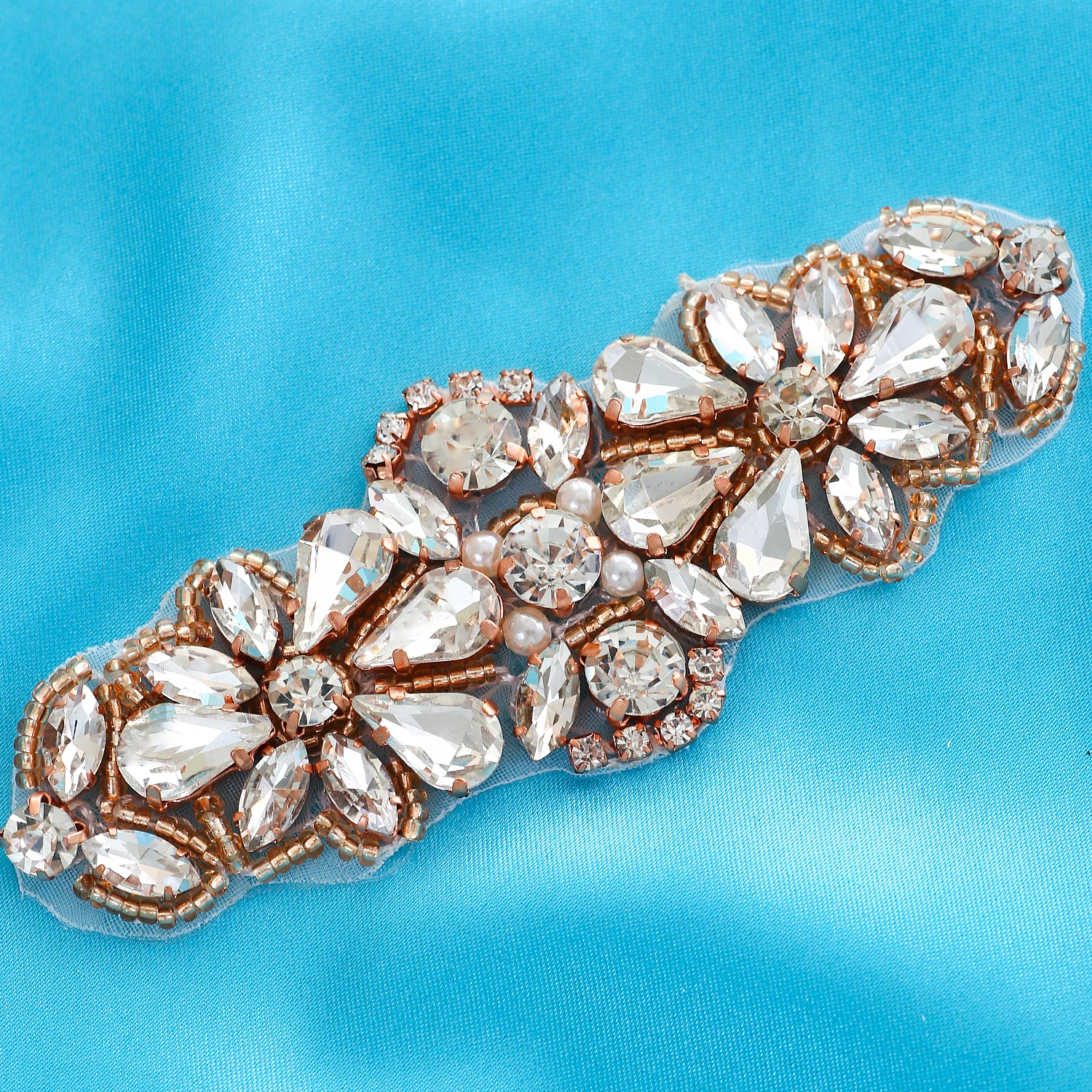 Strass Applicaties Trouwjurk Riem Naai Bridal Riem Sjerpen Rose Goud voor Bruiloft Riem F209