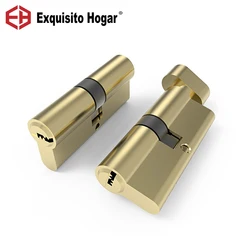 Gold Double or Single Open Cylinder Hardware Indoor 60/65/70/75/80/90 Lock Door Cylinder Brass Lock Extended 3pcs key
