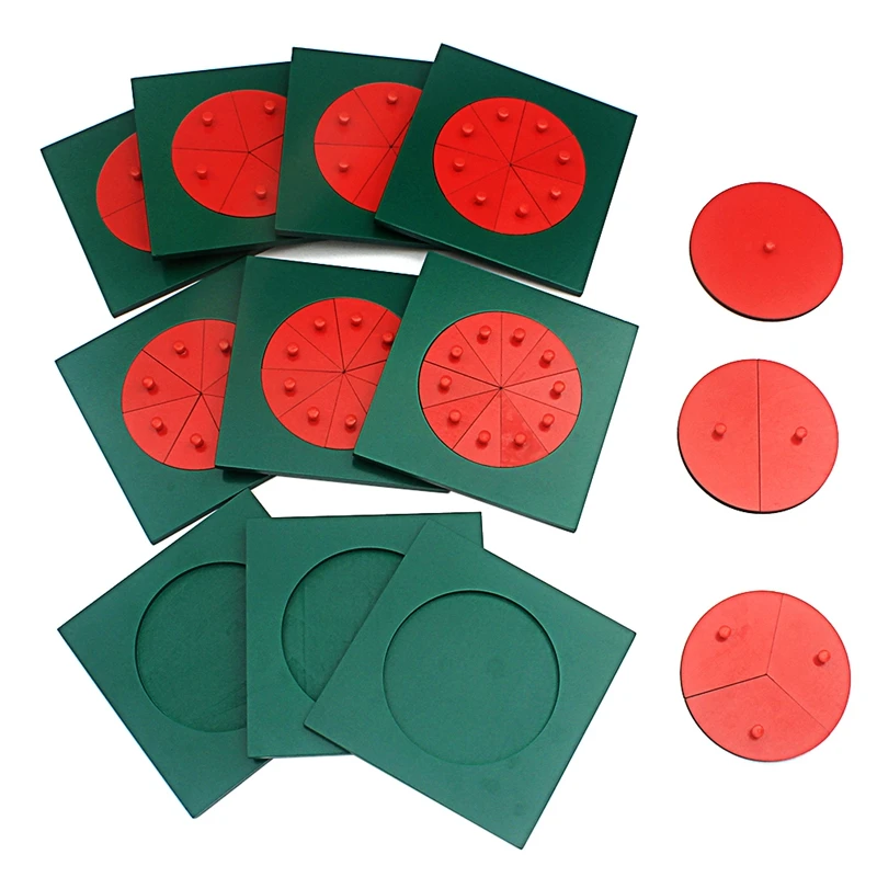 Baby Montessori Math Toys Wooden Fraction Circles 1-10 Counting Fractions Educational Wood Toys Circular Division Grasping Board