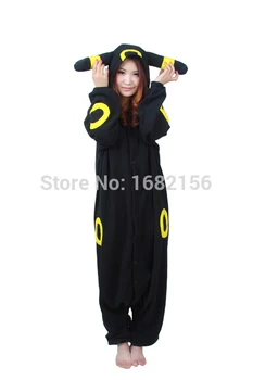 Adulte Anime Kigurumi Onesie Cosplay noir Umbreon unisexe dessin animé pyjamas chemise de nuit vêtements de fête