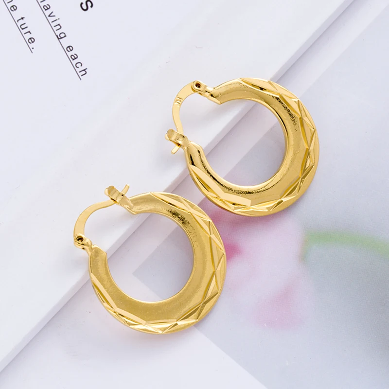 2.5cm Africa Habesha Fashion Jewelry 24k Gold color Round Ethiopian Earrings,Indonesia,Nigeria,Congo,arab for Women Wedding Gift