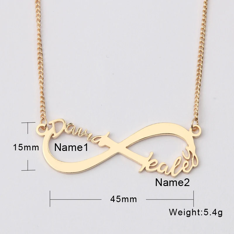 3UMeter Infinity Necklace For Women Custom Name Necklace Gold Two Name Personalized Gift Mother Daughter Minimalist Necklace