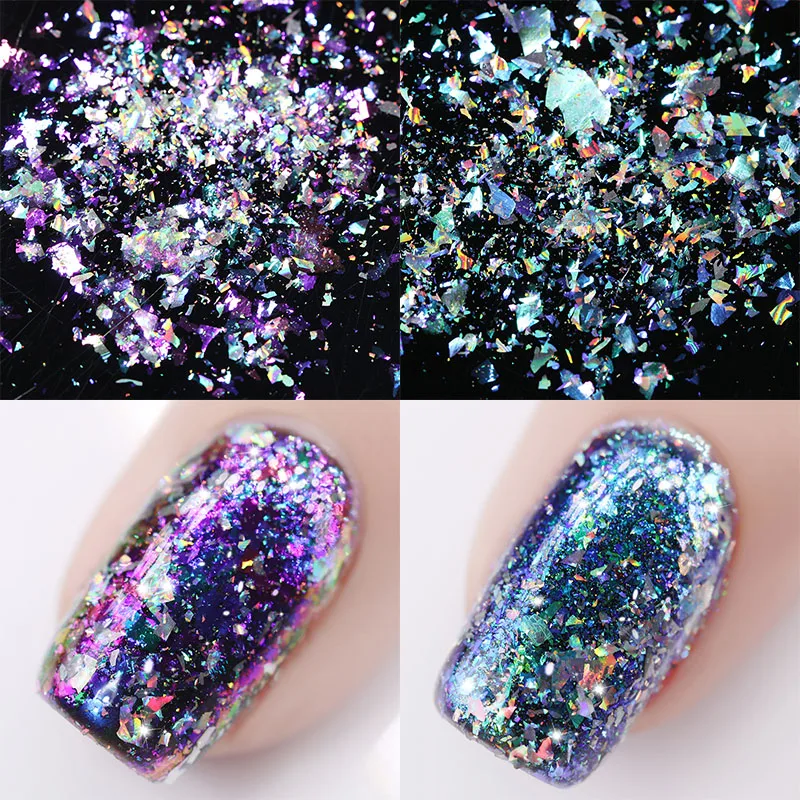 1 Box Laser Pigment Flakes Glitter Powder Chameleon Irregular Pearl Nail Paillette Manicure Nail Sequin DIY Nail Art Decorations