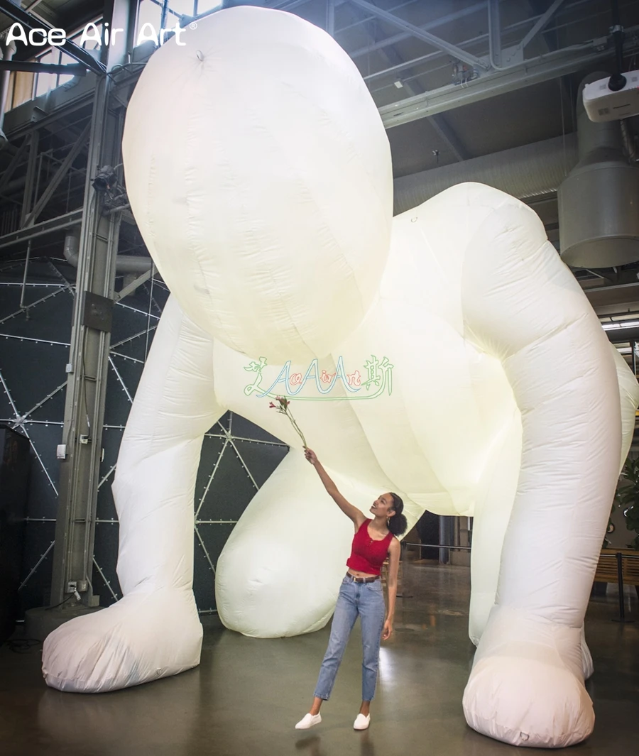 Giant Inflatable Spider Huge White Man Model with Led Lights Illuminart for Exploratorium Museum and Shows