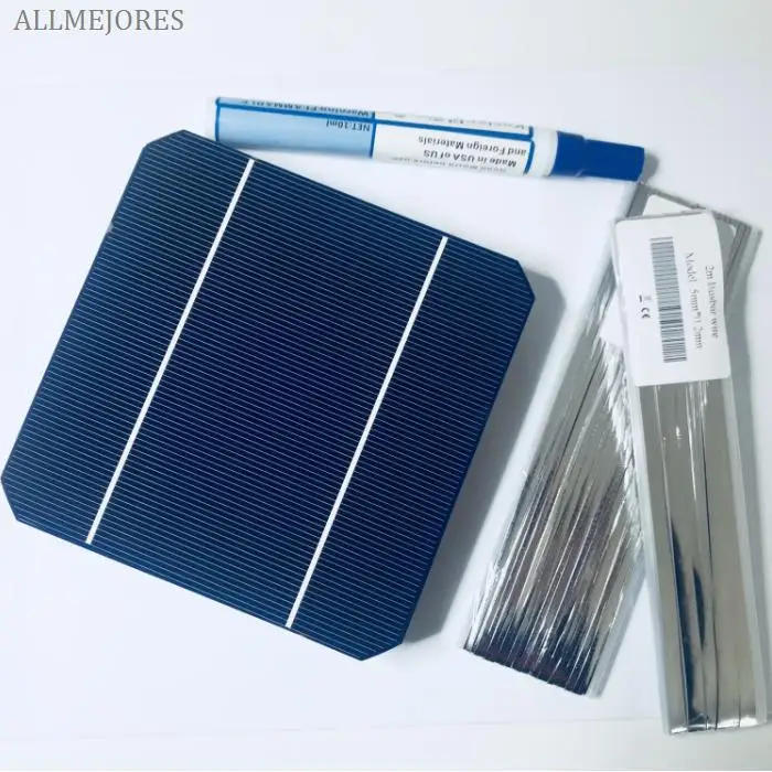 

ALLMEJORES Diy Solar panel 12V 18V kits 40pcs 3.07W solar cell Monocrystalline 125mmx125mm +tabbing wire busbar wire& Flux pen