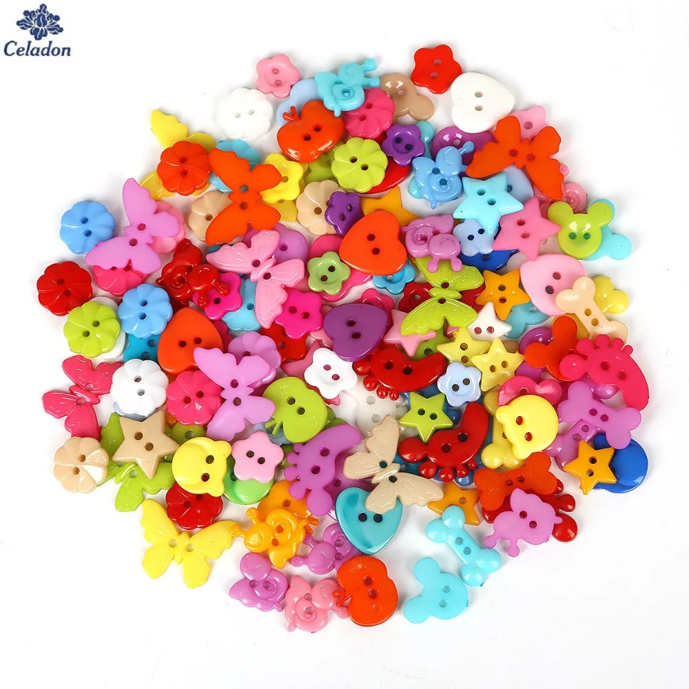 High Quality 50-100PCS mix Assort Plastic Sewing Buttons, For Scrapbooking Sewing Craft Sewing Accessories Appliques 10mm-23mm