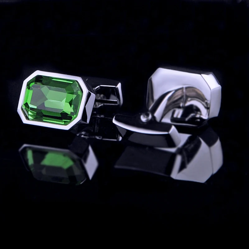 KFLK Jewelry shirt wedding cufflinks for mens Brand Green Crystal fashion Cuff link Wholesale Buttons High Quality guests