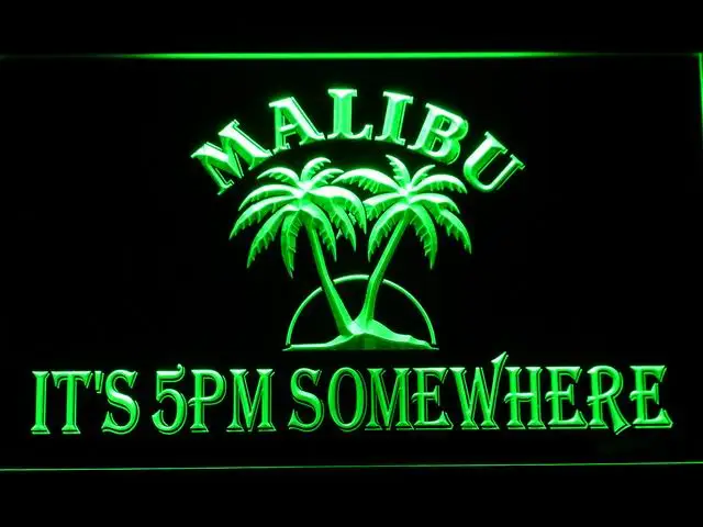 497 It's 5 pm Somewhere Malibu LED Neon Light Signs with On/Off Switch 20+ Colors 5 Sizes to choose